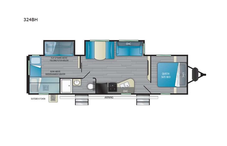 Representative floor plan provided by a trusted RVshare partner.