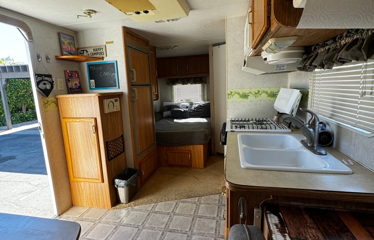 View of the camper from the dining booth.