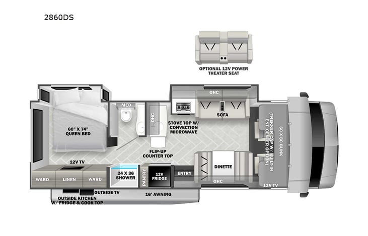 Representative floor plan provided by a trusted RVshare partner.