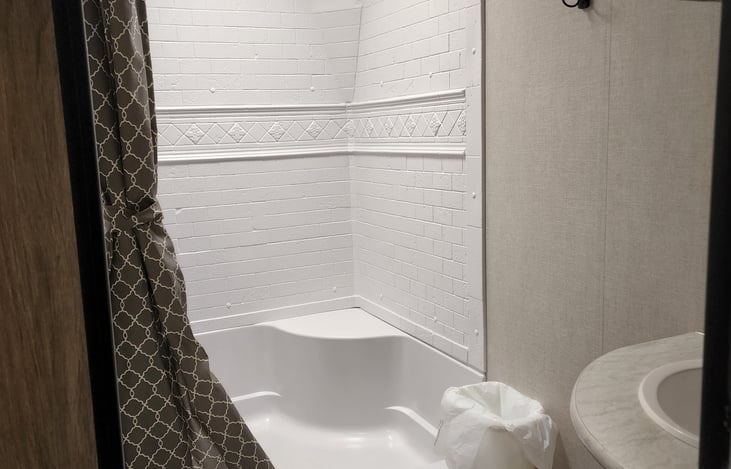 Forget any toiletries? We have you covered: towels, wash cloths, shampoo, soap, body wash, toothbrush with paste.