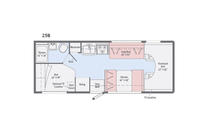Representative floor plan provided by a trusted RVshare partner.