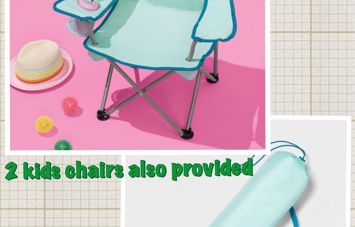 Designed for little adventurers, the Kids' Character Portable Camp Chair Mint Green from Sun Squad™. With a sturdy design capable of holding up to 125 pounds, it's perfect for a child.