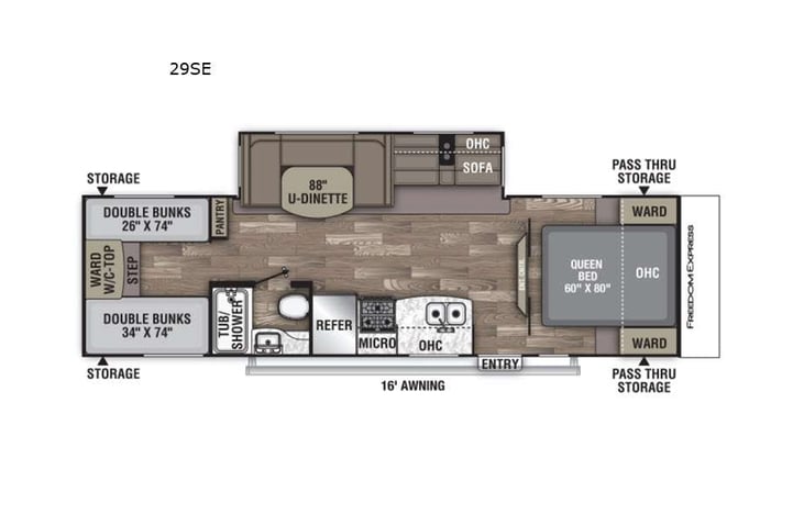 Representative floor plan provided by a trusted RVshare partner.