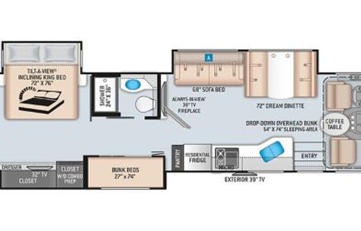 Picture cut off  the Master room Bathroom in back
,,,This Thor Miramar 37.1 has 2 Full Bathrooms ...