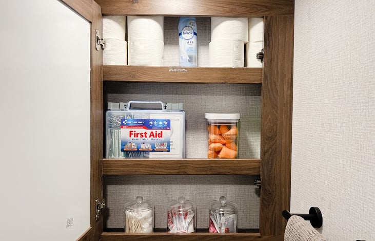 We supply RV-safe toilet paper, toilet refreshing drop-ins, first aid kits, and misc. supplies like q-tips, aspirin, and bandaids.