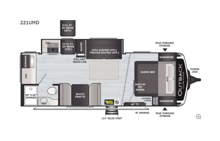 Representative floor plan provided by a trusted RVshare partner.