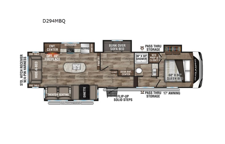 Representative floor plan provided by a trusted RVshare partner.