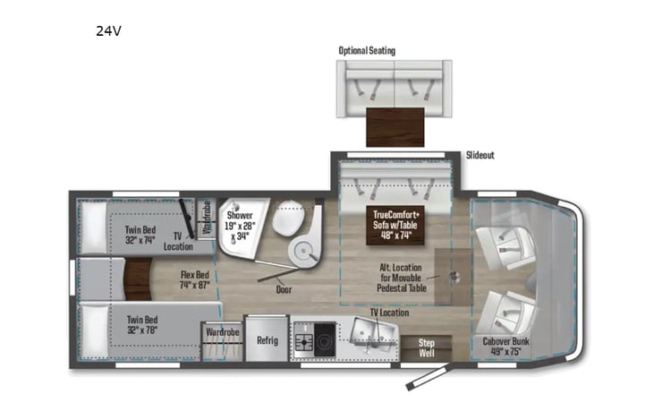 Representative floor plan provided by a trusted RVshare partner.