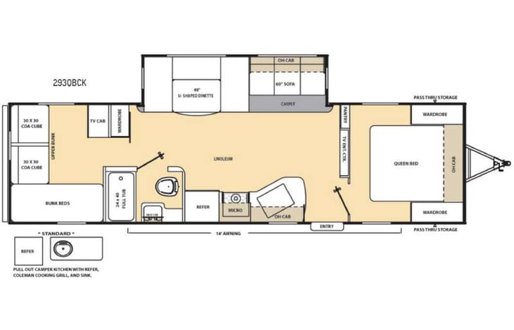 Representative floor plan provided by a trusted RVshare partner.