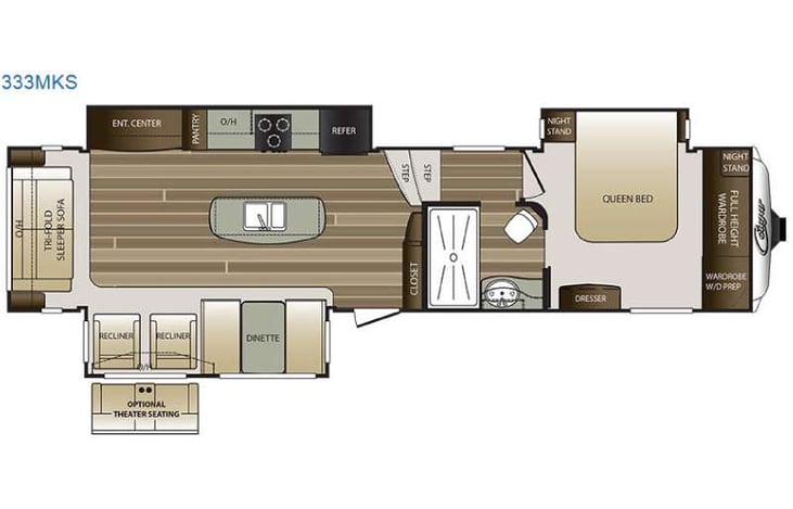 Representative floor plan provided by a trusted RVshare partner.