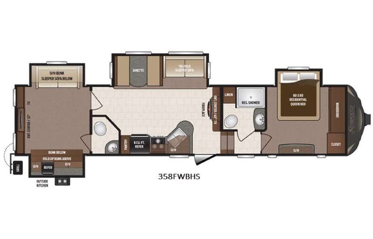 Representative floor plan provided by a trusted RVshare partner.