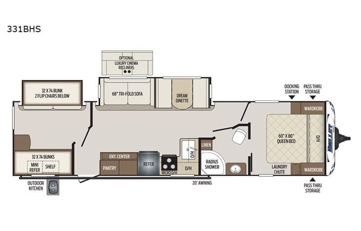 Representative floor plan provided by a trusted RVshare partner.