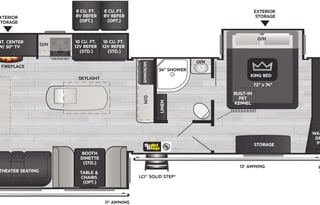 Outback: Chef's kitchen, King bed, 3 slides, Solar