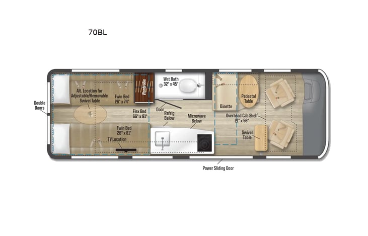 Representative floor plan provided by a trusted RVshare partner.