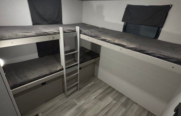 bunk beds in rear of trailer