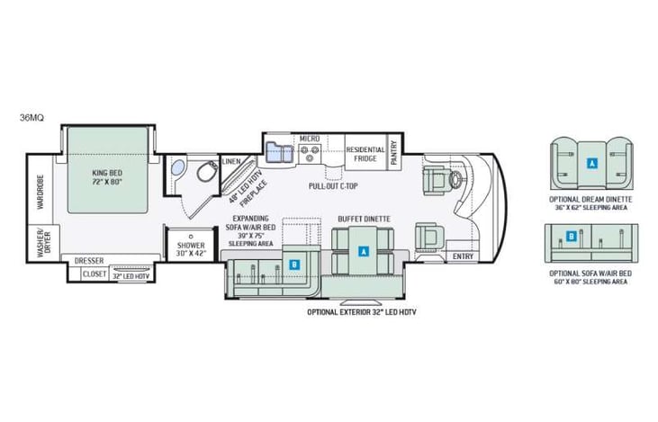 Representative floor plan provided by a trusted RVshare partner.