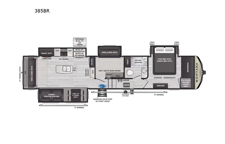 Representative floor plan provided by a trusted RVshare partner.