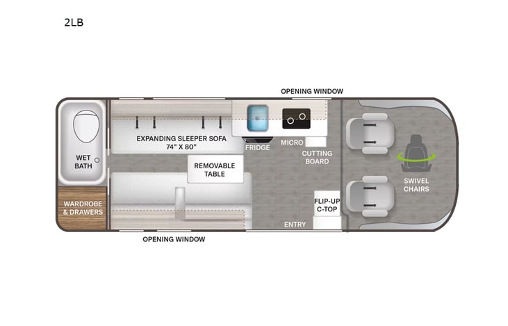 Representative floor plan provided by a trusted RVshare partner.