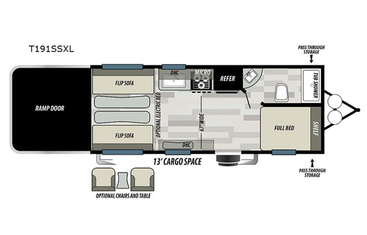 Representative floor plan provided by a trusted RVshare partner.