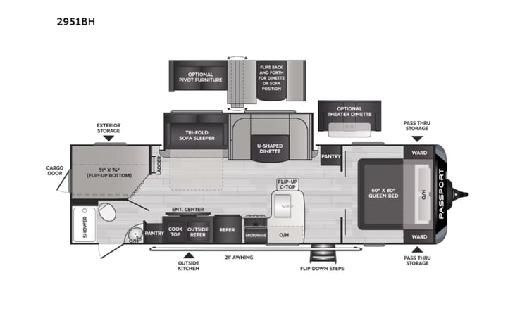 Representative floor plan provided by a trusted RVshare partner.