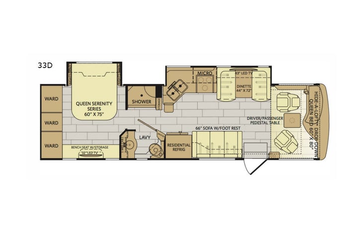 Representative floor plan provided by a trusted RVshare partner.