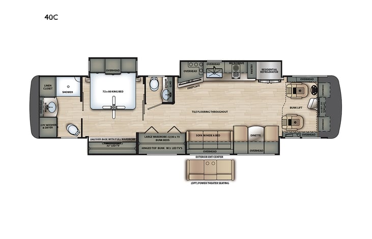 Representative floor plan provided by a trusted RVshare partner.