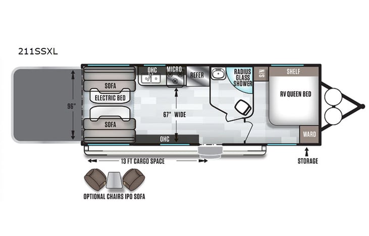 Representative floor plan provided by a trusted RVshare partner.