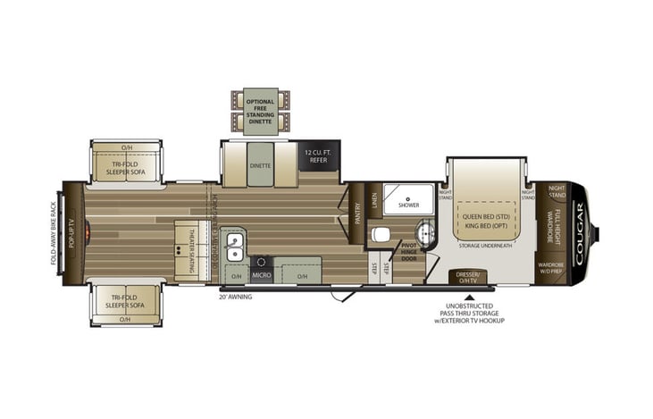 Representative floor plan provided by a trusted RVshare partner.