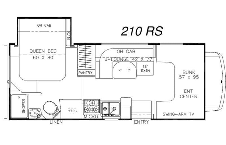 Representative floor plan provided by a trusted RVshare partner.