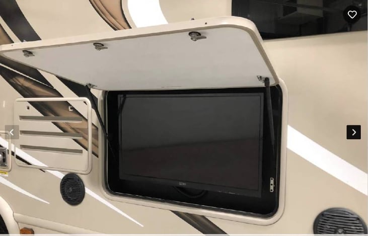 Outdoor TV under a custom awning