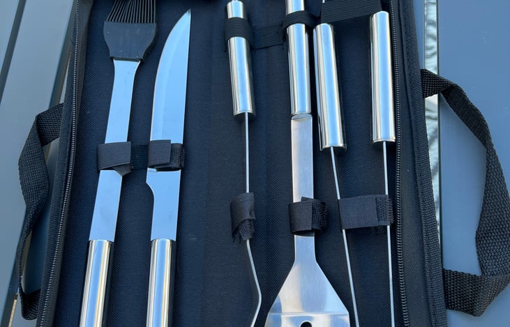 BBQ utensils provided with Blackstone griddle.