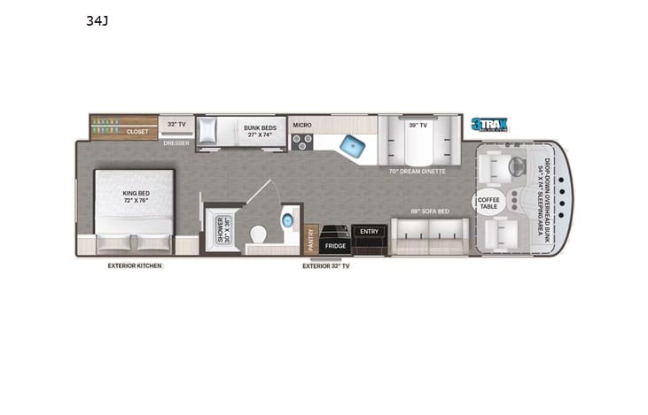 Representative floor plan provided by a trusted RVshare partner.