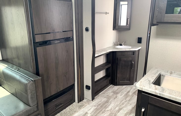 Entrance to bathroom from the living room