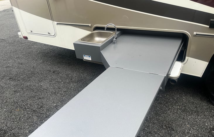 Outdoor sink and cooking area