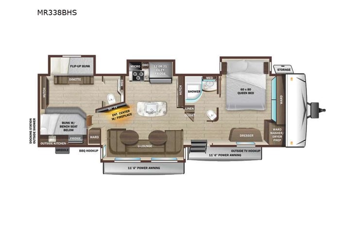 Representative floor plan provided by a trusted RVshare partner.