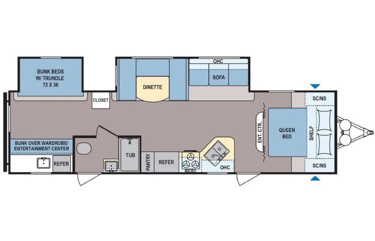 Representative floor plan provided by a trusted RVshare partner.