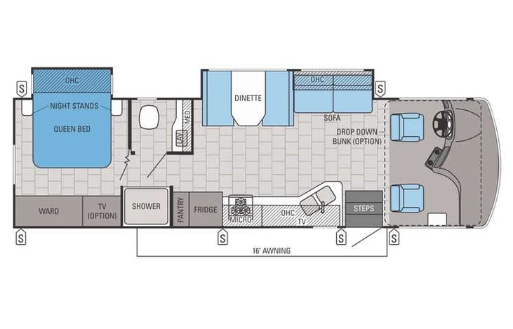 Representative floor plan provided by a trusted RVshare partner.