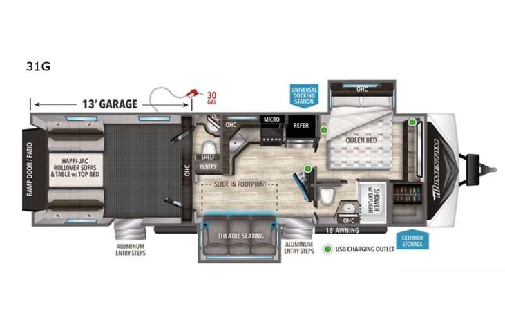 Representative floor plan provided by a trusted RVshare partner.