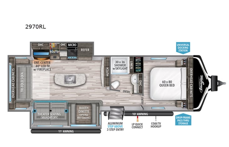 Representative floor plan provided by a trusted RVshare partner.
