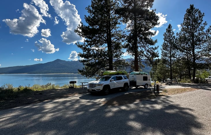The camper has roof racks which can be used for carrying more fun things, like your kayaks