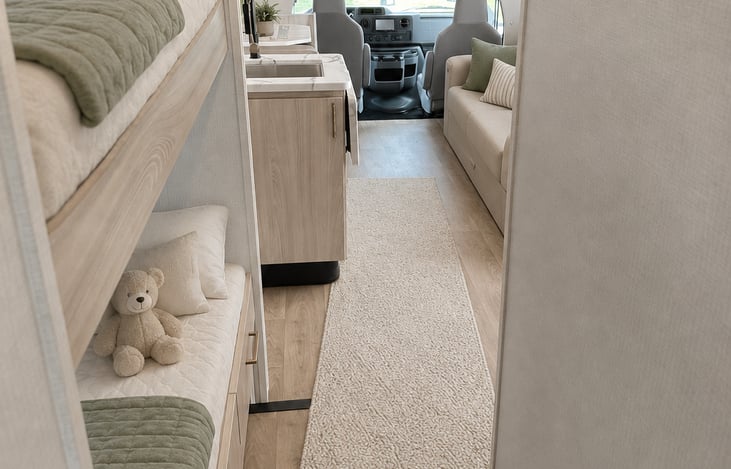 Private bunk beds give the kids or extra guests a comfortable space of their own.
