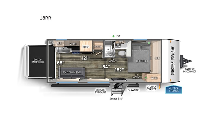 Representative floor plan provided by a trusted RVshare partner.