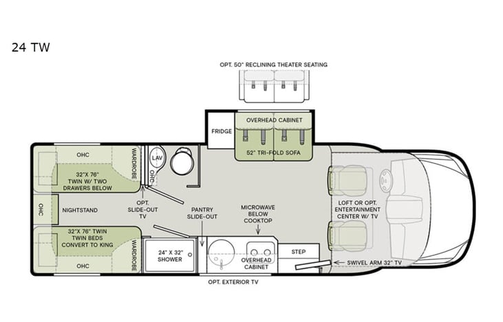 Representative floor plan provided by a trusted RVshare partner.