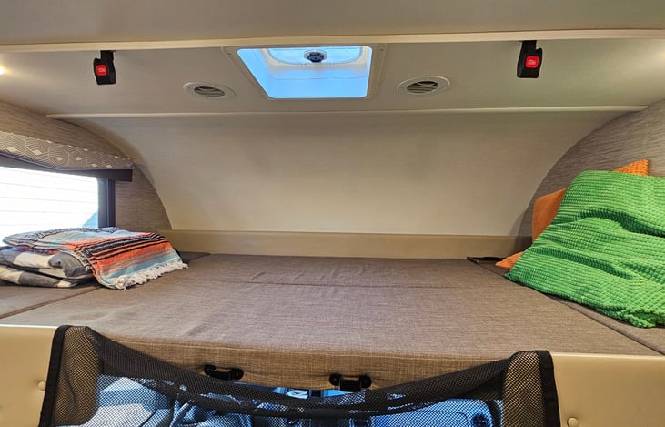 Full XL loft bed sleeps two adults comfortably (800lb Capacity)