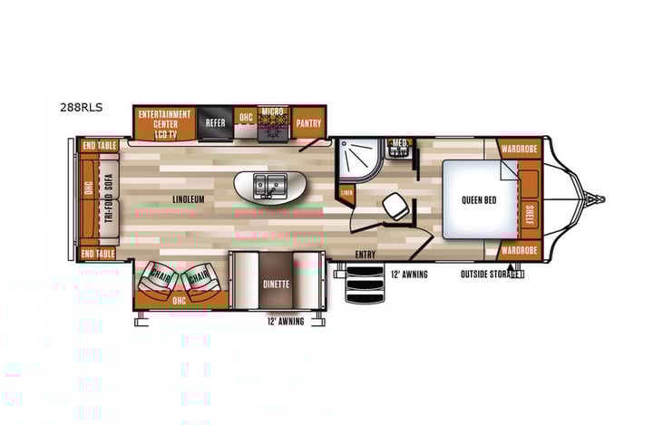 Representative floor plan provided by a trusted RVshare partner.