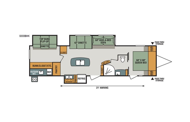 Representative floor plan provided by a trusted RVshare partner.