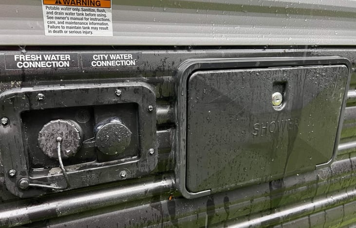 Water fill up station and exterior shower