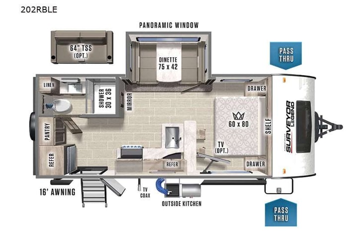 Representative floor plan provided by a trusted RVshare partner.