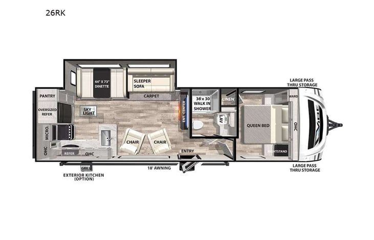 Representative floor plan provided by a trusted RVshare partner.
