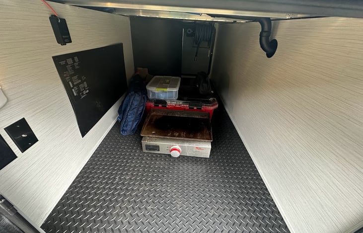 Main Undercarriage Storage Compartment. This compartment extends the full width of the RV and opens on the opposite side.